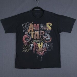 Famous Stars & Straps Graffiti Shirt Mens XL Black Short Sleeve Graphic Crewneck